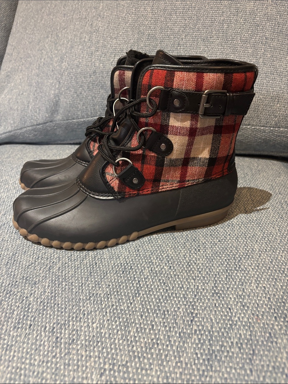 NWT Baretraps plaid Fahn Boots! 8